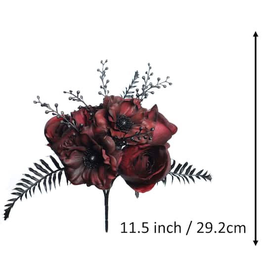 11.5" Burgundy Rose & Anemone Real Touch Bush by Ashland®